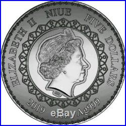 2019 2 Oz Silver $5 Niue ELEPHANT Mandala Collection Coin WITH Swarovski Insert