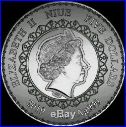2019 2 Oz Silver $5 Niue ELEPHANT Mandala Collection Coin WITH Swarovski Insert