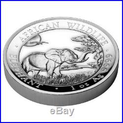 2019 HIGH RELIEF ELEPHANT AFRICAN WILDLIFE 1 oz. 9999 silver coin COA+Box