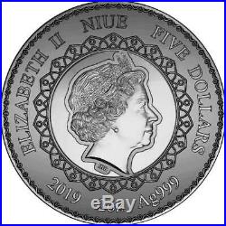 2019 Niue 2 Ounce Mandala Collection Elephant Swarovski Crystal Silver Coin
