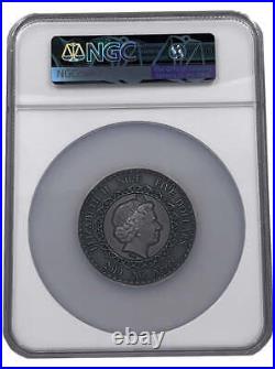 2019 Niue 2 oz Silver Elephant Mandala Antiqued High Relief $5 Coin NGC MS69