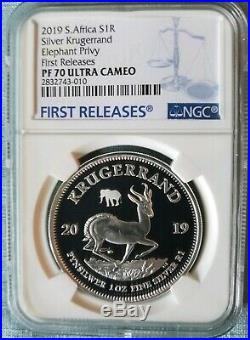 2019 Proof Krugerrand WithElephant Privy & Proof Big5 Elephant 2 Coin Set PF70 UC