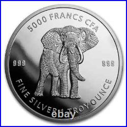 2019 Republic of Chad 1 oz Silver Mandala Elephant BU SKU#196457