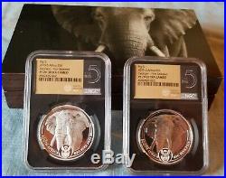 2019 SA Big 5 Elephant (2) Coin Set PF70 UC First Releases Coa WithMint Packaging