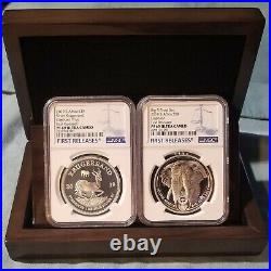 2019 SOUTH AFRICA KRUGERRAND/BIG5 Elephant PF69 UC FIRST RELEASES 2 COIN SET