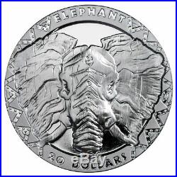 2019 Sierra Leone Big Five Elephant HR 2 oz Silver $20 GEM Proof Coin SKU57734