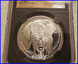 2019 Silver Proof Big 5 Elephant South Africa 1oz NGC PF70 Signed by Tumi Tsehlo