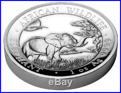 2019 Somalia Elephant Ultra High Relief Proof Silver Coin African Wildlife