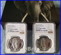 2019 South Africa BIG 5 Elephant (2) Coin Set NGC PF70 WithOriginal Mint PACKAGING