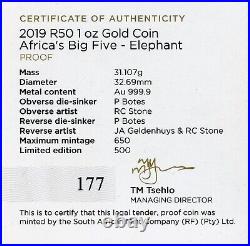 2019 South Africa Big Five Elephant 1 Oz Gold & Silver Proof NGC PF70 FDOI JP271