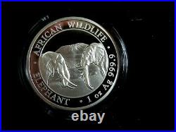 2020 1 Oz Somalia ELEPHANT Coin OGP COA, SCARCE HIGH RELIEF COIN