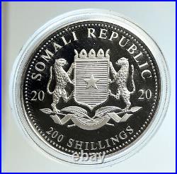 2020 SOMALI REPUBLIC SOMALIA Elephant African Wildlife Silver 200Sh Coin i104595