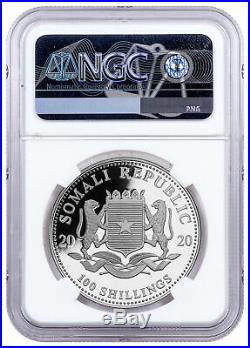 2020 Somalia 1 oz Silver Elephant Sh100 Coin NGC MS70 FR Exclusive SKU60539