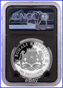 2020 Somalia 1oz Silver Elephant Sh100 Coin NGC MS70 FR Black Core Excl SKU60540