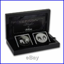 2020 Somalia 2-Coin 1 oz Silver Elephant Black & White Set SKU#200135