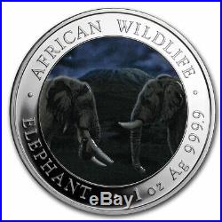 2020 Somalia 2-Coin 1 oz Silver Elephant Set Day/Night (Colored) SKU#199063