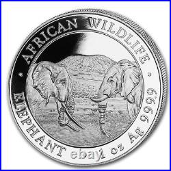 2020 Somalia Africa Wildlife Elephant Sterling Silver 1 Ounce Coin With Warranty