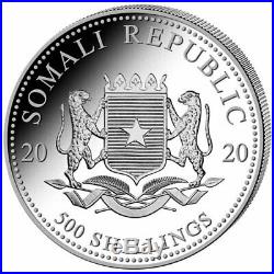 2020 Somalia Elephant 500 Shillings 5 oz Silver 9999 Fine Coin Brilliant UNC+