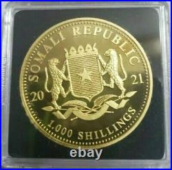 2021 1000 Shillings Somalia AFRICAN ELEPHANT With OX Privy 1 Oz Silver Coin