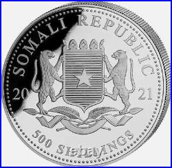 2021 5oz Silver Coin Somali Elephant 5oz Fine Silver 9999 BU Bullion Coin