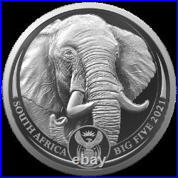 2021 ELEPHANT BIG FIVE 1 OZ SILVER BU CARDED SOUTH AFRICA MINT SEALED Big 5