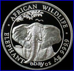 2021 Silver Somali Republic African Wildlife Elephant 1 Oz 9999 Fine Coin