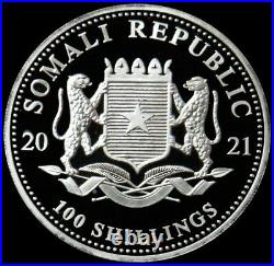 2021 Silver Somali Republic African Wildlife Elephant 1 Oz 9999 Fine Coin