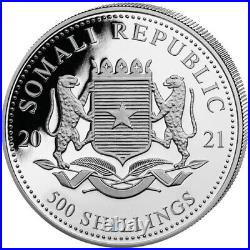 2021 Somali 5oz African Wildlife Elephant 5oz Fine Silver 9999 BU Bullion Coin