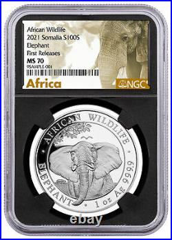 2021 Somalia 1 oz Silver Elephant NGC MS70 FR BC Excl African Elephant PRESALE