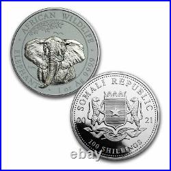 2021 Somalia 2-Coin 1 oz Silver Elephant Black & White Set SKU#224343