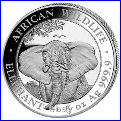 2021 Somalia 5 oz Silver. 9999 Fine Elephant 500 Shillings Coin BU+ Proof Like
