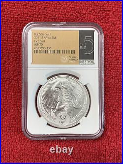 2021 South Africa 5 Rand Elephant Big 5.999 Silver 1oz Coin NGC MS 70 TOP POP
