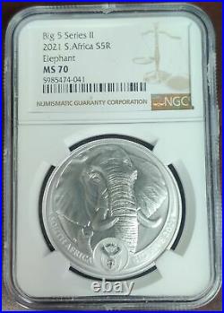 2021 South Africa Big 5 Series II Elephant 1 oz Silver Coin MS 70