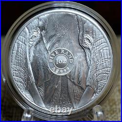 2021 South Africa Big Five-2 Elephant 1 Oz 999 Silver BU Coin In Blister (Card)