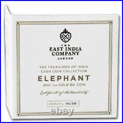 2021 St. Helena 1 oz Gold India Wildlife Elephant (COA #1, Box) SKU#231398