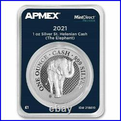 2021 St. Helena 1 oz Silver £1 Cash The Elephant (MD Premier) 3000 Mintage