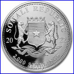 2022 2000 Shillings Somalian AFRICAN ELEPHANT 1 Kilo Silver BU Coin
