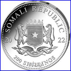 2022 200 Shillings Somalia AFRICAN ELEPHANT 2 Oz Silver BU Coin