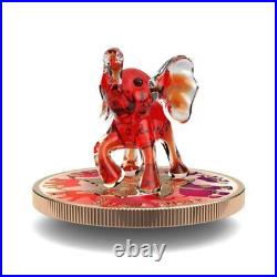 2022 5USD Murano 1oz Silver Coin Red Elephant