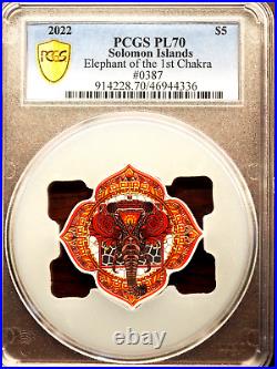 2022 Solomom Islands Elephant Of The 1st Chakra 2 Ounce. 9999 Silver Pcgs Pl 70