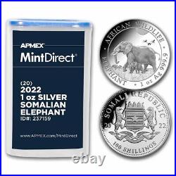 2022 Somalia 1 oz Silver Elephant (20-Coin MintDirect Tube) SKU#237159