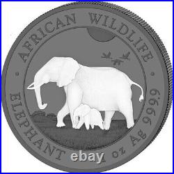 2022 Somalia 1 oz Silver Elephant Black & White 2 Coin set only 500 made