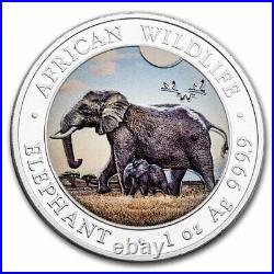 2022 Somalia 2-Coin 1 oz Silver Elephant Set Day/Night (Colored) SKU#241151