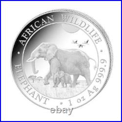 2022 Somalia Africa Wildlife Elephant Sterling Silver 1 Ounce Coin With Warranty