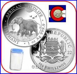 2022 Somalia (Somali Republic) Elephant 1 oz Silver Coins 20 coin tube
