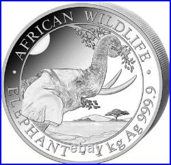 2023 1 Kilo Silver 2000 Shillings Somalian AFRICAN ELEPHANT Coin