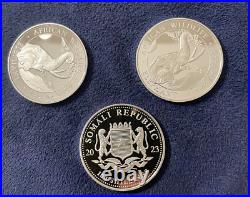 2023 Somali Republic African Wildlife Elephant 1oz Fine Silver 999 Coins Lot x3