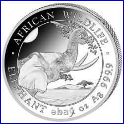 2023 Somalia Africa Wildlife Elephant Sterling Silver 1 Oz Coin With Warranty Ca