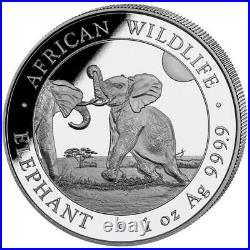 2024 Somalia Africa Wildlife Elephant Sterling Silver 1Oz Coin With Warranty Cap