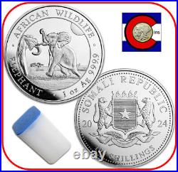 2024 Somalia (Somali Republic) Elephant 1 oz Silver Coin 20 coin tube